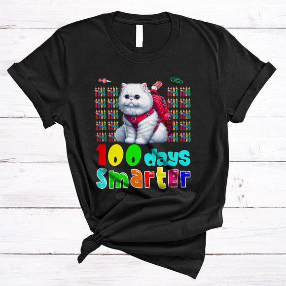 MacnyStore - 100 Days Smarter, Lovely 100th Day Of School Cat Lover, Matching Students Teacher Group T-Shirt