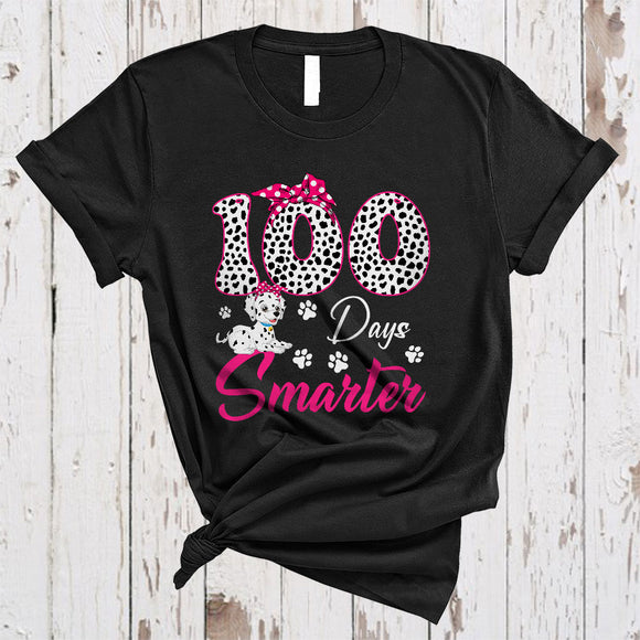 MacnyStore - 100 Days Smarter, Lovely 100th Day Of School Dalmatian Lover, Matching Girls Student Group T-Shirt