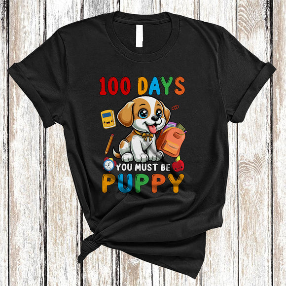 MacnyStore - 100 Days You Must Be Puppy, Adorable 100th Day Of School Puppy Dog Lover, Student Group T-Shirt