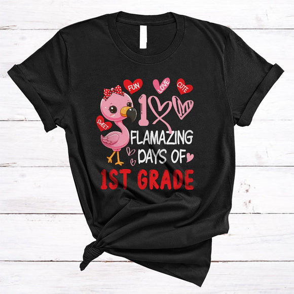 MacnyStore - 100 Flamazing Days Of 1st Grade, Adorable 100th Day Of School Flamingo Lover, Students Teacher T-Shirt