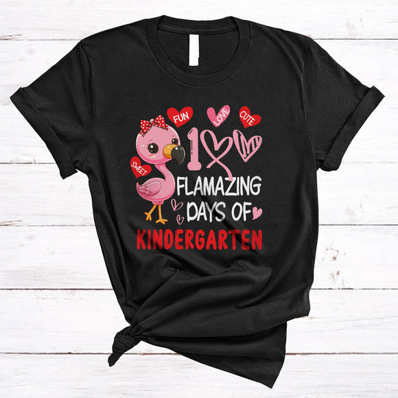 MacnyStore - 100 Flamazing Days Of Kindergarten, Adorable 100th Day Of School Flamingo Lover, Students Teacher T-Shirt