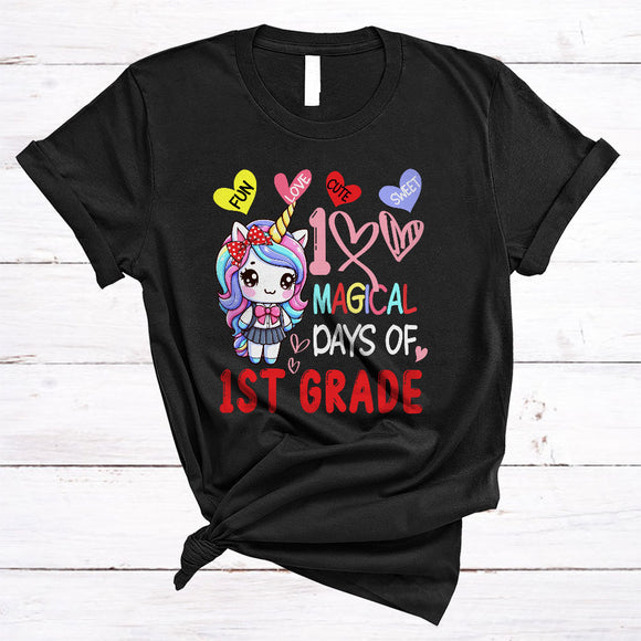 MacnyStore - 100 Magical Days Of 1st Grade, Adorable 100th Day Of School Unicorn Lover, Students Teacher T-Shirt