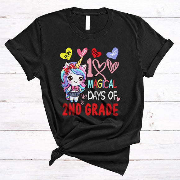 MacnyStore - 100 Magical Days Of 2nd Grade, Adorable 100th Day Of School Unicorn Lover, Students Teacher T-Shirt