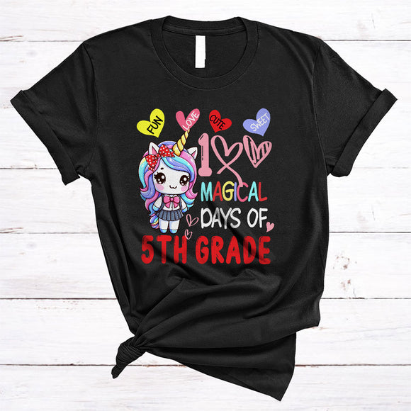 MacnyStore - 100 Magical Days Of 5th Grade, Adorable 100th Day Of School Unicorn Lover, Students Teacher T-Shirt