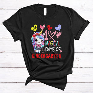 MacnyStore - 100 Magical Days Of Kindergarten, Adorable 100th Day Of School Unicorn Lover, Students Teacher T-Shirt
