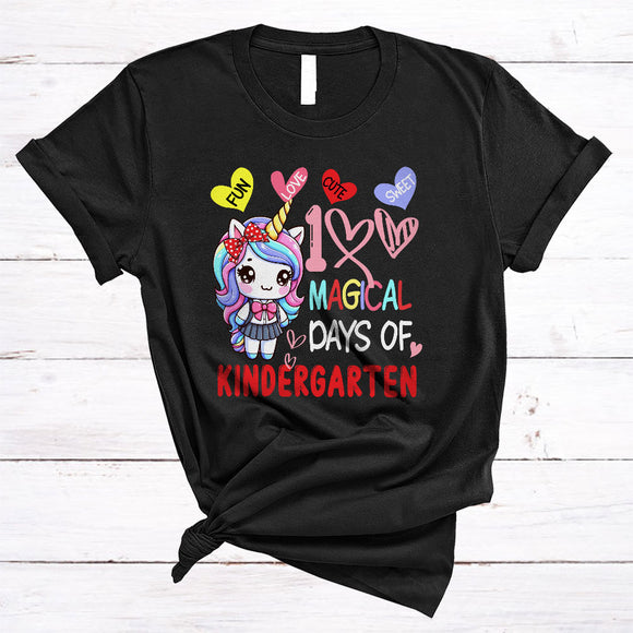 MacnyStore - 100 Magical Days Of Kindergarten, Adorable 100th Day Of School Unicorn Lover, Students Teacher T-Shirt