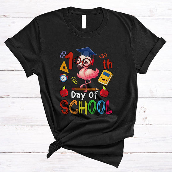 MacnyStore - 100th Day of School, Wonderful 100 Days Of School Flamingo, Flowers Students Teacher Group T-Shirt