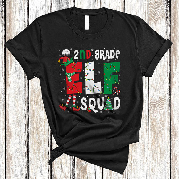MacnyStore - 2nd Grade ELF Squad, Joyful Christmas ELF Shoes Hat Snow Around, Students Teacher Group T-Shirt