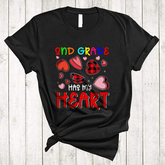 MacnyStore - 2nd Grade Has My Heart, Wonderful Red Plaid Valentine's Day Hearts, Assistant Teacher Group T-Shirt