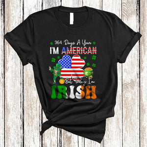 MacnyStore - 364 Days American Today I'm Irish, Proud St. Patrick's Day Shamrock American Flag, Family Group T-Shirt