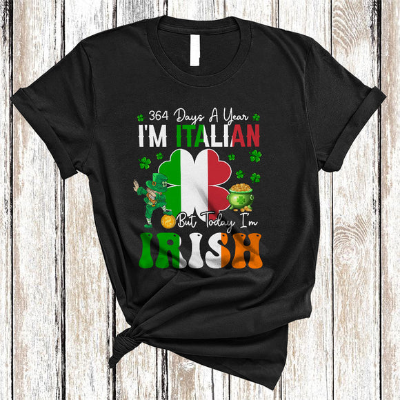 MacnyStore - 364 Days Italian Today I'm Irish, Proud St. Patrick's Day Shamrock Italian Flag, Family Group T-Shirt
