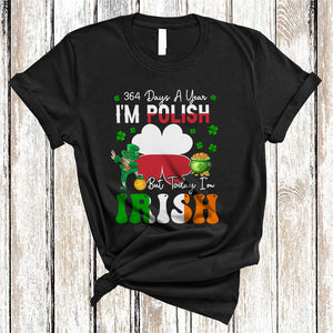 MacnyStore - 364 Days Polish Today I'm Irish, Proud St. Patrick's Day Shamrock Polish Flag, Family Group T-Shirt
