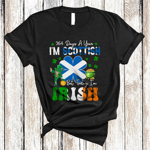 MacnyStore - 364 Days Scottish Today I'm Irish, Proud St. Patrick's Day Shamrock Scottish Flag, Family Group T-Shirt