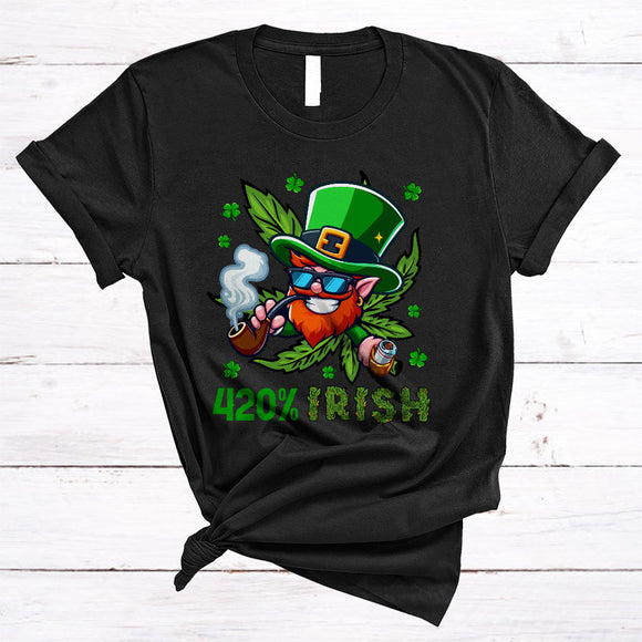 MacnyStore - 420 Percent Irish, Sarcastic St. Patrick's Day Irish Smoker Stoner Lover, Lucky Shamrock T-Shirt