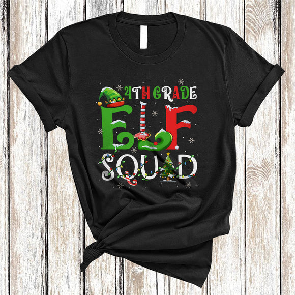 MacnyStore - 4th Grade ELF Squad, Joyful Christmas ELF Lover, Matching 4th Grade Teacher X-mas Group T-Shirt