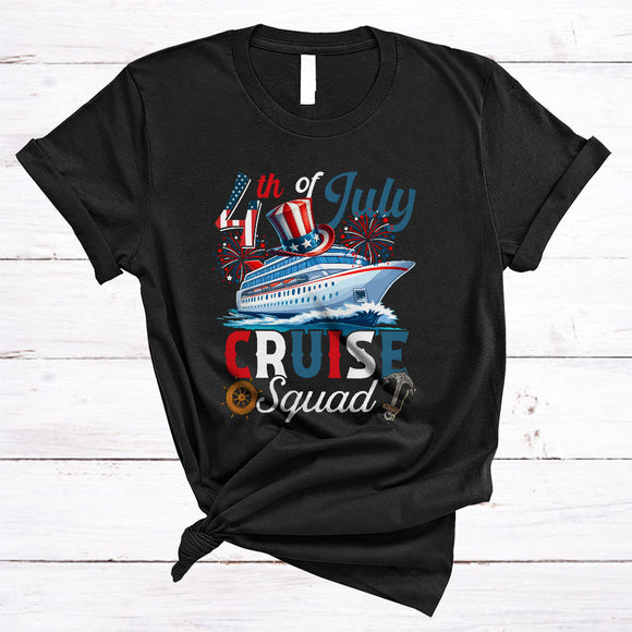 MacnyStore - 4th Of July Cruise Squad, Humorous Independence Day Captain Cruise Ship, Firework Patriotic T-Shirt