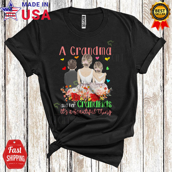 MacnyStore - A Grandma And Her Grandkids Beautiful Thing Cool Cute Mother's Day Family Flowers Lover T-Shirt