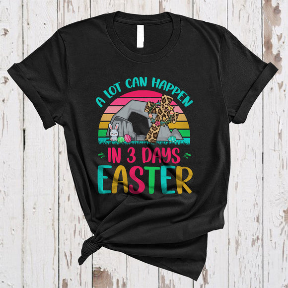 MacnyStore - A Lot Can Happen In 3 Days, Amazing Easter Day Retro Leopard Cross, Jesus Family Group T-Shirt