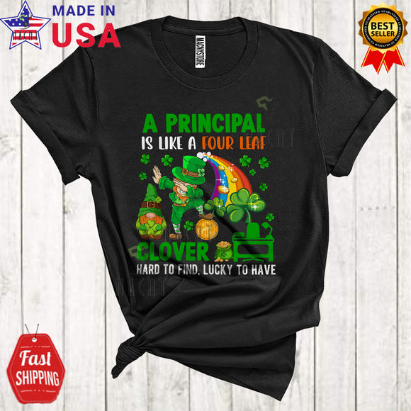 MacnyStore - A Principal Is Like A Four Leaf Clover Cute Cool St. Patrick's Day Dabbing Leprechaun Shamrocks Gnome T-Shirt