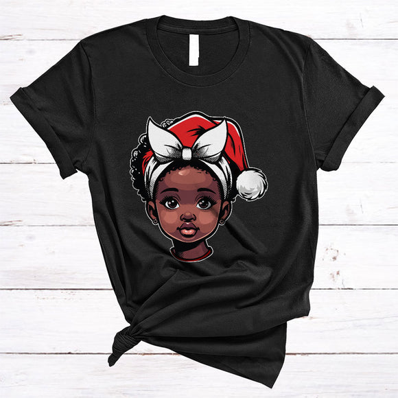 MacnyStore - African American Girl Santa Claus, Awesome Christmas Black Afro Proud, Santa Family X-mas T-Shirt
