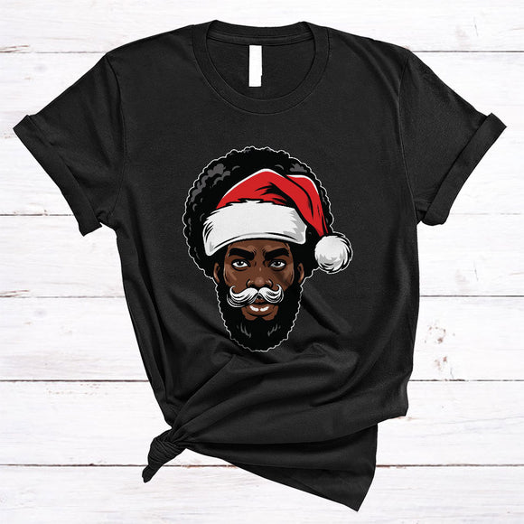 MacnyStore - African American Man Santa Claus, Awesome Christmas Black Afro Proud, Santa Family X-mas T-Shirt