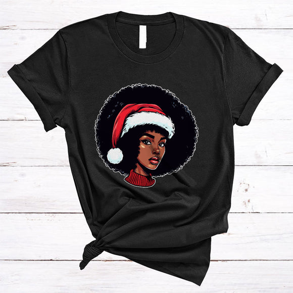 MacnyStore - African American Women Santa Claus, Awesome Christmas Black Afro Proud, Santa Family X-mas T-Shirt