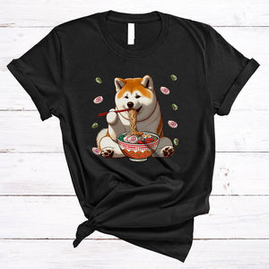 MacnyStore - Akita Dog Eating Ramen, Adorable Japanese Ramen Noodle, Matching Food Animal Lover T-Shirt