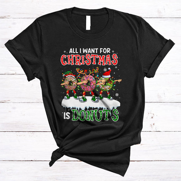 MacnyStore - All I Want For Christmas Is Donuts Merry Xmas Squad Dabbing Santa Reindeer ELF Donut T-Shirt