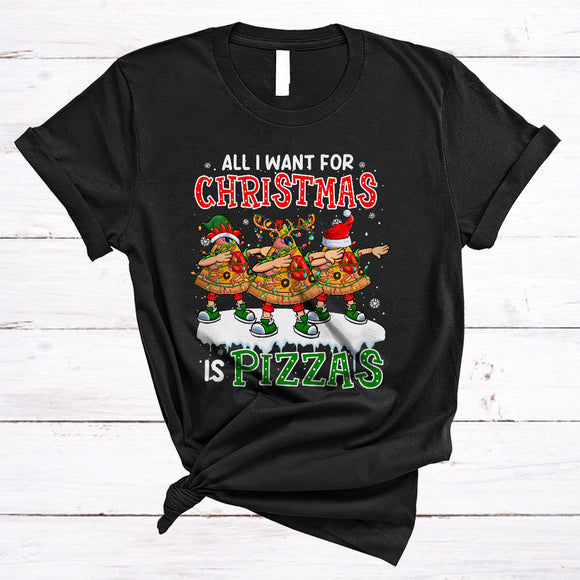 MacnyStore - All I Want For Christmas Is Pizzas Merry Xmas Squad Dabbing Santa Reindeer ELF Pizza T-Shirt