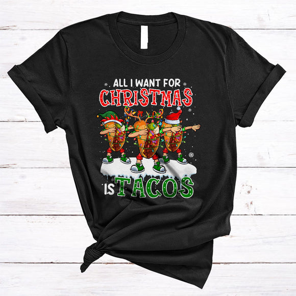 MacnyStore - All I Want For Christmas Is Tacos Merry Xmas Squad Dabbing Santa Reindeer ELF Taco T-Shirt