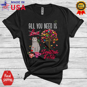 MacnyStore - All You Need Is Scottish Folds Cute Cool Valentine's Day Heart Tree Matching Cat Owner Lover T-Shirt
