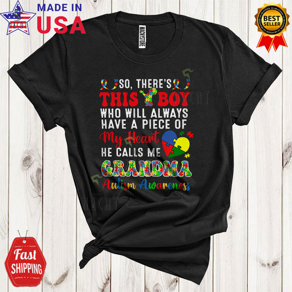 MacnyStore - Always Have My Heart He Calls Me Grandma Cool Cute Autism Awareness Mother's Day Puzzle T-Shirt