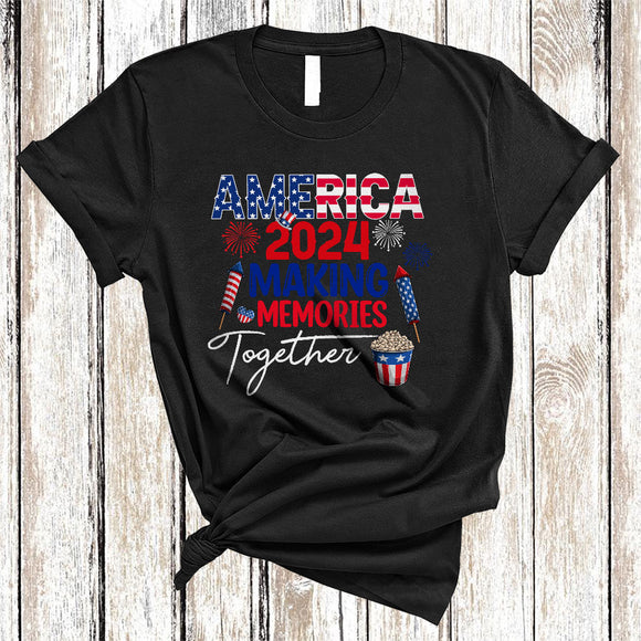 MacnyStore - America 2024 Making Memories Together, Awesome Proud America Flag, Patriotic Friends Family Group T-Shirt