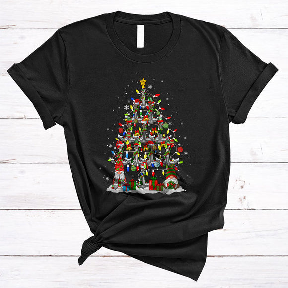 MacnyStore - Anchor Christmas Tree Gnomes, Joyful Merry X-mas Lights Anchor Cruise Ship, Family Group T-Shirt