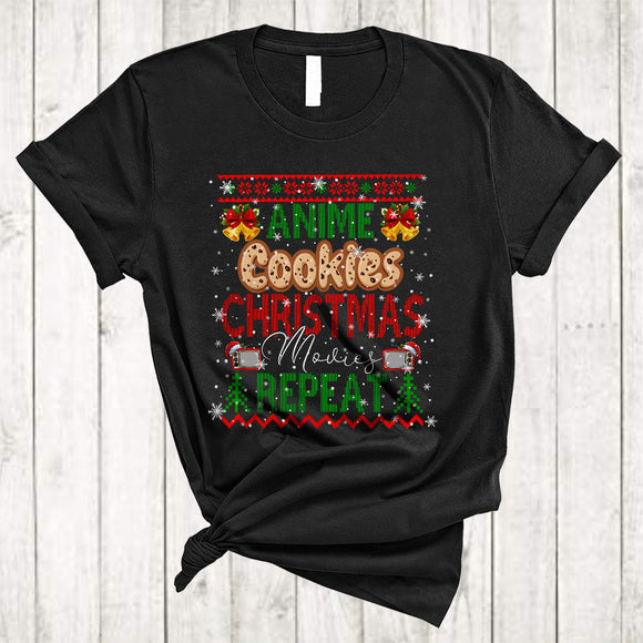MacnyStore - Anime Cookies Christmas Movies Repeat, Joyful X-mas Sweater Cookie, Snow Family Group T-Shirt