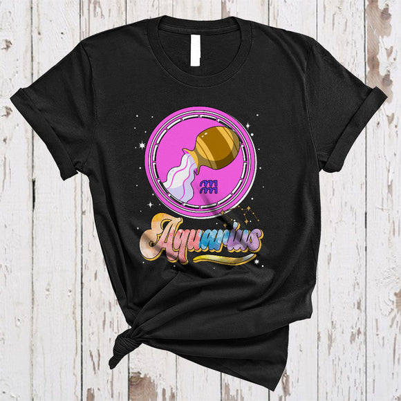 MacnyStore - Aquarius, Colorful Zodiac Sign Birthday Water Bearer Lover, Matching Women Girls Family Group T-Shirt