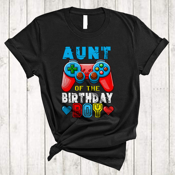 MacnyStore - Aunt Of The Birthday Boy, Joyful Birthday Video Game Controller, Matching Family Gamer T-Shirt
