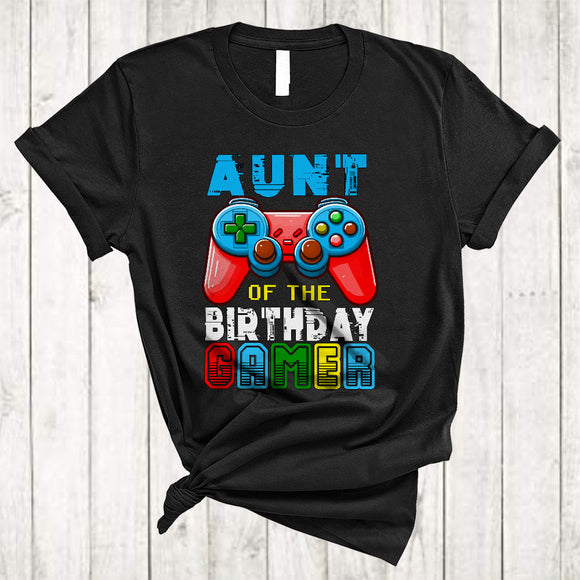 MacnyStore - Aunt Of The Birthday Gamer, Joyful Birthday Video Game Controller, Matching Family Gamer T-Shirt