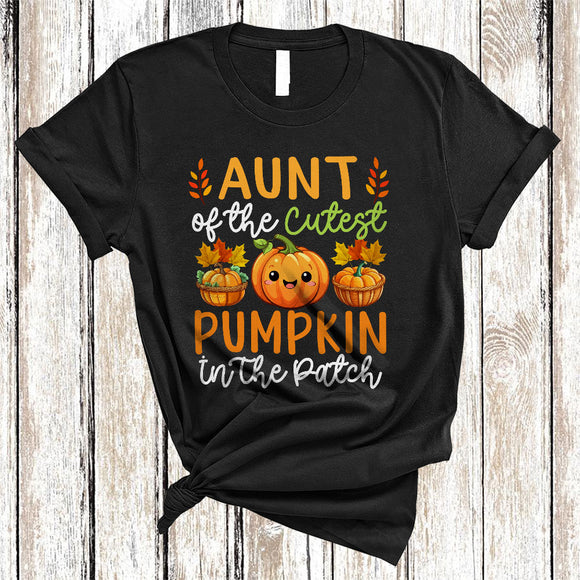 MacnyStore - Aunt Of The Cutest Pumpkin In The Patch, Cute Halloween Thanksgiving Pumpkin, Fall Family T-Shirt