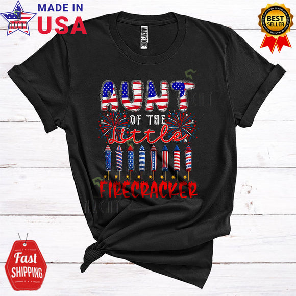 MacnyStore - Aunt Of The Little Firecracker Cute Cool 4th Of July Firework Patriotic Matching Family T-Shirt