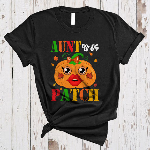 MacnyStore - Aunt Of The Patch, Adorable Funny Thanksgiving Pumpkin Fall Leaf, Matching Family Group T-Shirt
