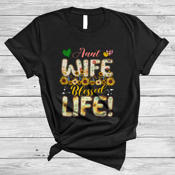 MacnyStore - Aunt Wife Blessed Life, Adorable Mother's Day Sunflowers Lover, Matching Family Group T-Shirt