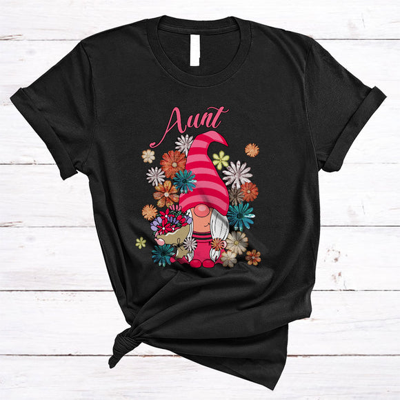 MacnyStore - Aunt, Lovely Mother's Day Flowers Gnomes Gnomies Squad, Matching Women Family Group T-Shirt