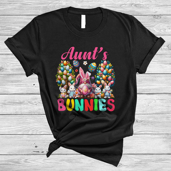 MacnyStore - Aunt's Bunnies, Colorful Easter Egg Tree Bunny Gnome Hunting Eggs, Matching Family Group T-Shirt