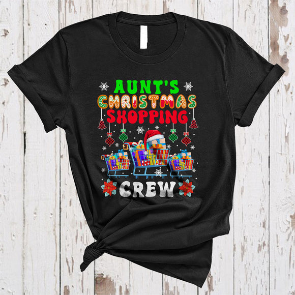 MacnyStore - Aunt's Christmas Shopping Crew, Cute Joyful X-mas Santa, Matching Family Shopping Lover T-Shirt