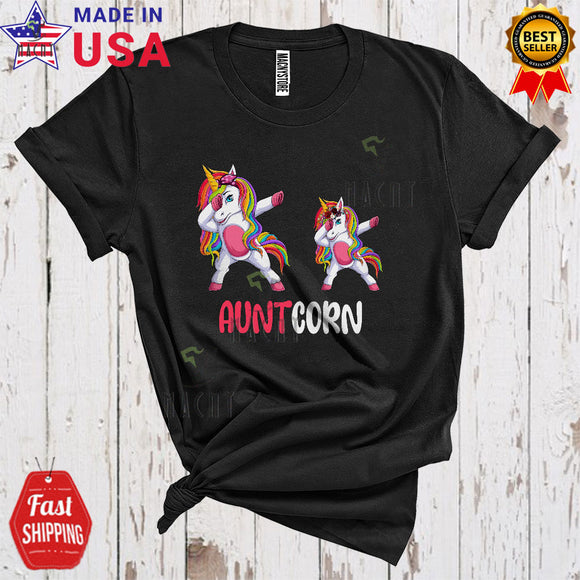 MacnyStore - Auntcorn Funny Happy Mother's Day Matching Family Group Two Unicorns Dabbing Lover T-Shirt