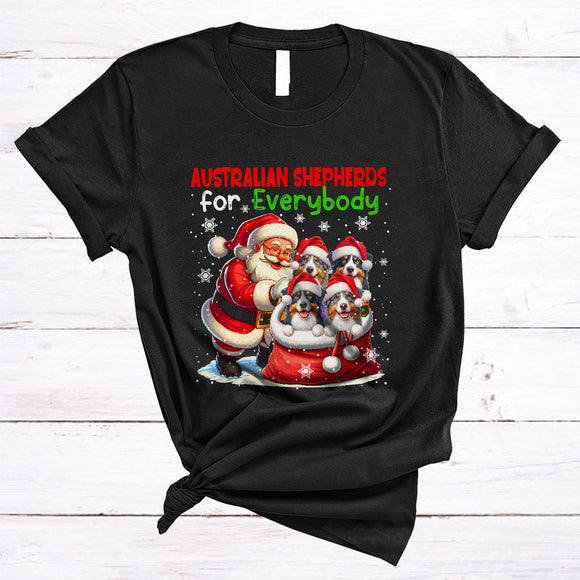 MacnyStore - Australian Shepherds For Everybody, Joyful Christmas Australian Shepherd In Santa Bag, X-mas Group T-Shirt
