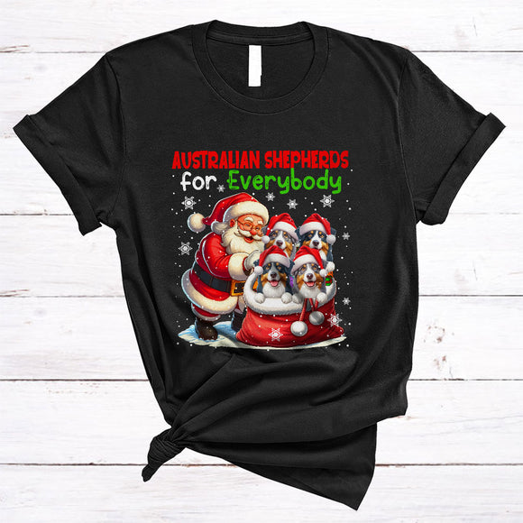 MacnyStore - Australian Shepherds For Everybody, Joyful Christmas Australian Shepherd In Santa Bag, X-mas Group T-Shirt