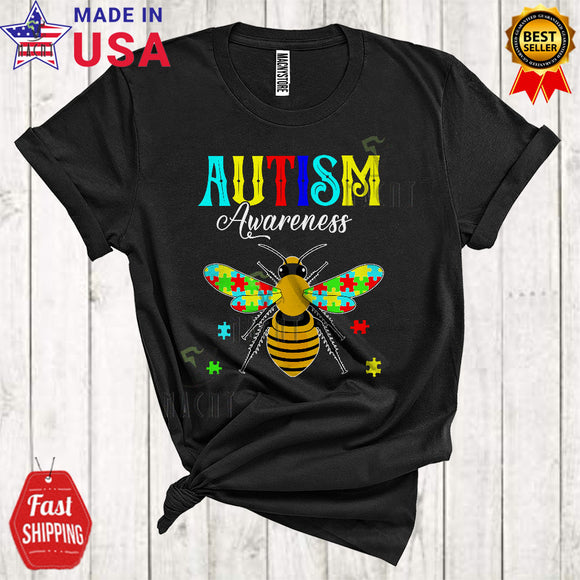 MacnyStore - Autism Awareness Cute Cool Autism Ribbon Proud Matching Bee Insect Animal Lover T-Shirt