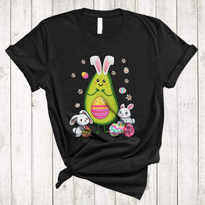 MacnyStore - Avocado With Bunny Eggs, Lovely Easter Day Bunny Avocado, Easter Eggs Vegan Fruit Lover T-Shirt
